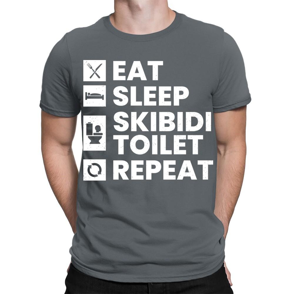 Eat Sleep Skibidi Toilet Repeat Funny Meme Joke Mens Womens TShirts Top TA12