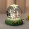 3D Crystal Ball Rose Carnation Flower Crystal Ball Night Light with Glowing Base Glass Ball Ornaments Mother's Day Birthday Gift