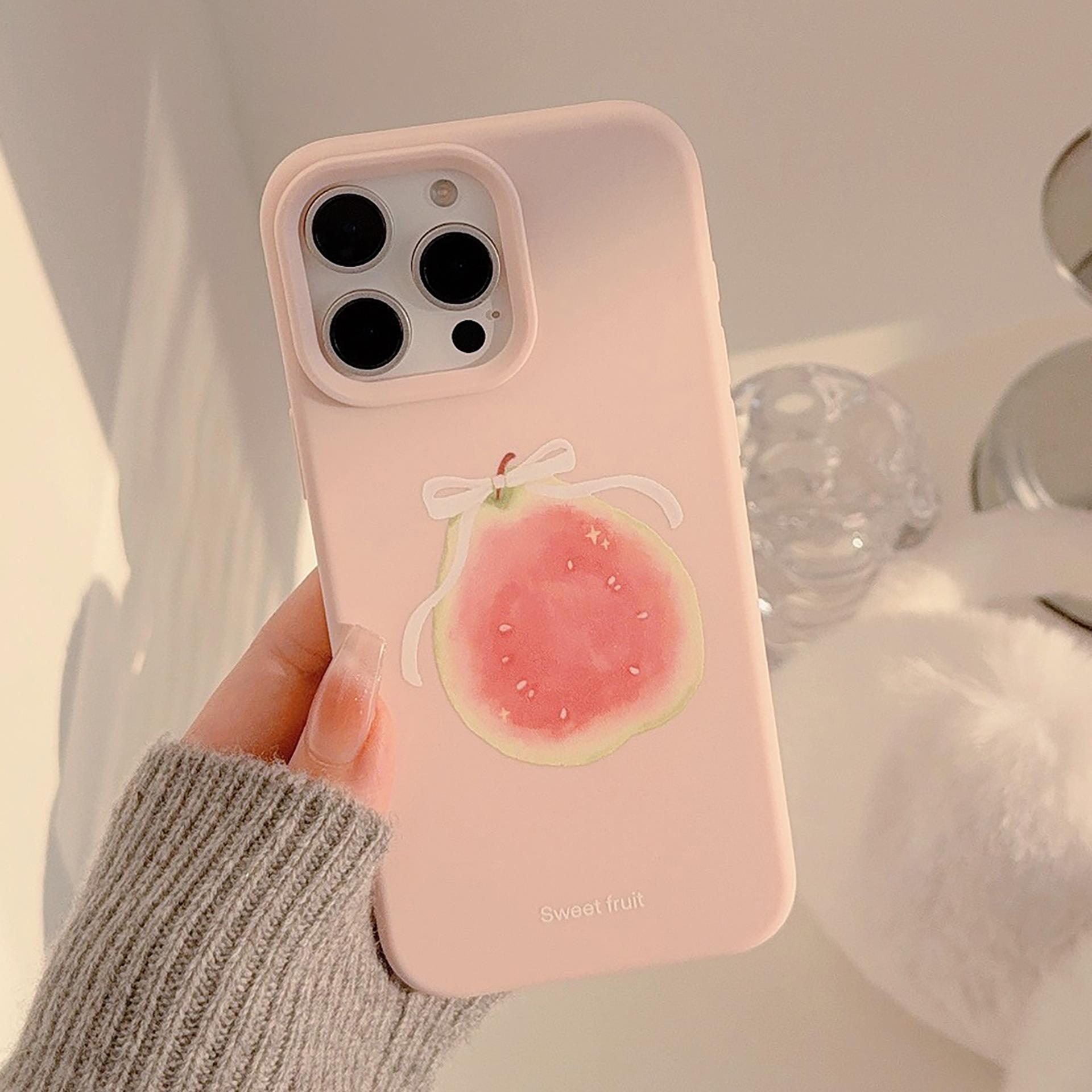 

Pink Guava Fruit Suitable for Apple 16promax Mobile Phone Case Iphone17 Sweet Niche 14 Silicone 13 Soft 12pro max(6.7)