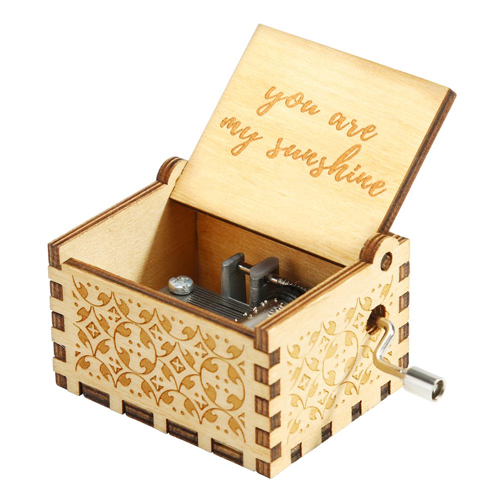 Christmas Birthday Gift You Are My Sunshine Antique Clockwork Music Box Beautiful Carved Musical Gadget Handcrafted for Mum Dad