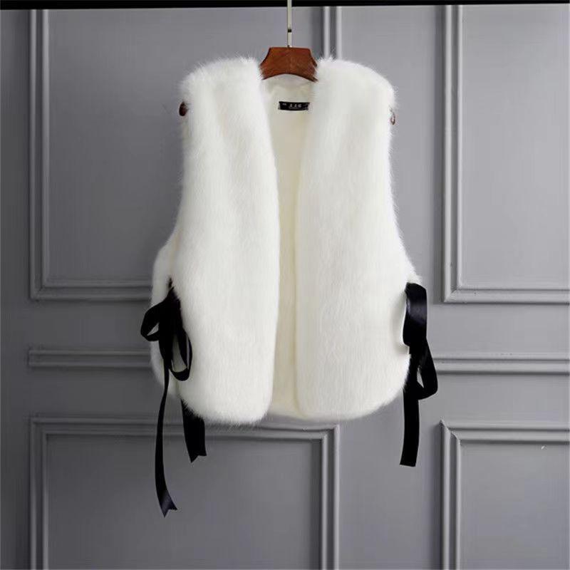 2 autumn and winter new imitation fur vest imitation fox hair short slim and thin fur vest vest vest