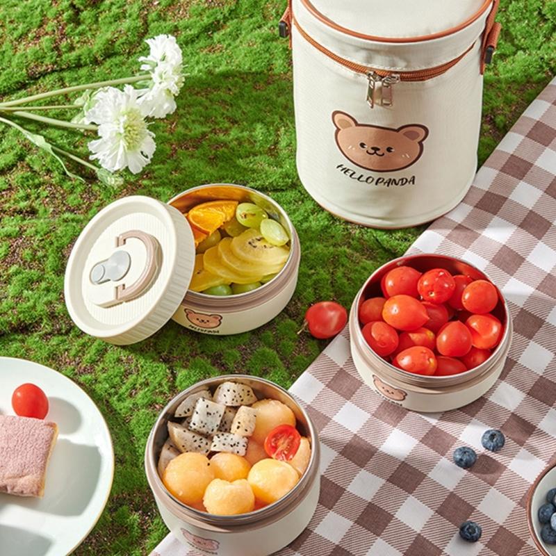Durable Stainless Steel Thermal Food Container with Leak Proof Lid and Portable Handle for Office or School