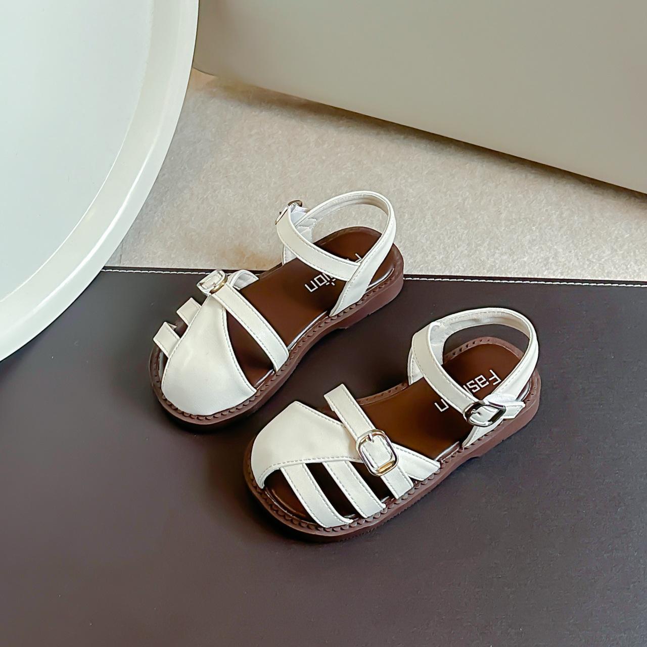

Children s Sandals Summer New Girl Sandals Soft Bottom Anti slip Child Shoes Fashion Girl Beach Shoe Princess Shoe Hollow Shoes 23insole15cm бежевый
