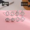Copper Plated Gold & 925 Silver Geometric Earrings with Zirconium Four-Leaf Clover Design