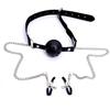 Erotic Toy PU Leather Mouth Gag Ball Oral Sex with Chain Clip Breast Nipple Clamps Fetish Bondage Harness Sex Toys Adult Games
