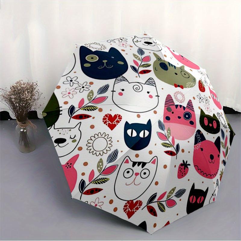 1pc Cat Illustration Automatic Opening/closing Umbrella with Auto Open/Close, Windproof, Foldable Sunshade, Perfect Gift for Friends, Durabl
