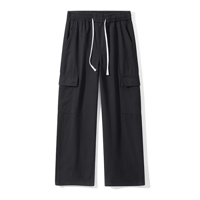 Mingge | Spring new big pocket overalls men's solid color simple and versatile loose straight casual pants