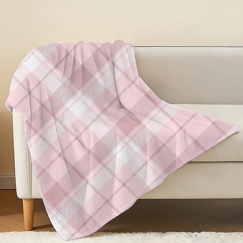 New Mom Postpartum Flannel Blanket Soft & Cozy Non-Pilling Simple Plaid All-Season Warm Throw for Home Casual Use