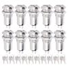 10Pcs Key Switch Barrel Metal ONOFF Power Lock Stainless Steel with Key Nut 12mm AC DC220V(Double