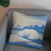 2D Polar Bear And Icy Landscape Throw Pillow Pattern Cushion Cover Suitable For Sofa Bedroom Car Pillow Cover