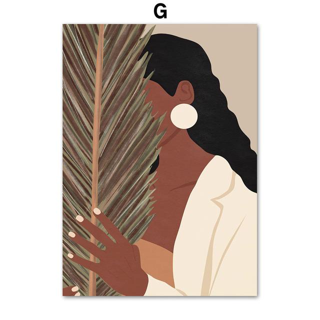 Abstract Black Fashion Girl Coffee Cosmos African Art Canvas Painting Nordic Posters And Prints Wall Pictures Living Room Decor No Frame