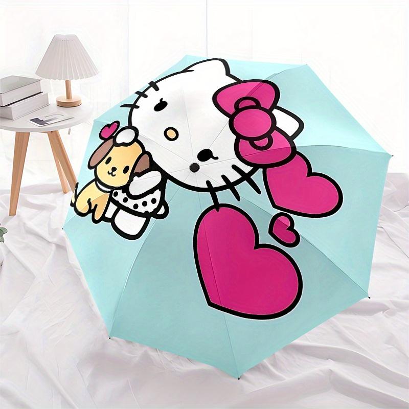Hello Kitty, Puppy Automatic Open/Close Umbrella-Cute Umbrella with Cute Design, Portable 3-Fold Compact Umbrella for Men & Women, Halloween
