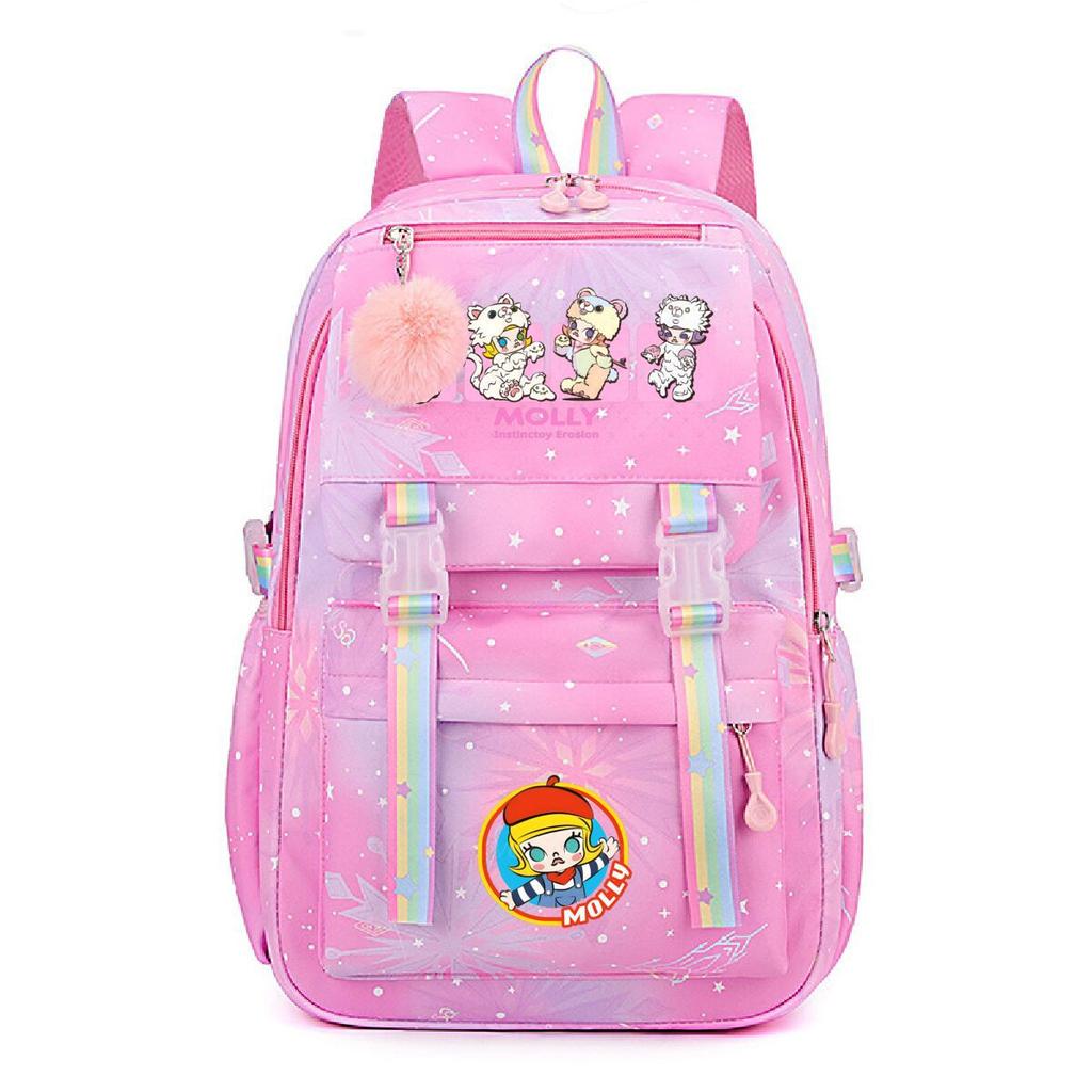 Nova mochila pequena e fofa com estampa de desenho animado da Molly, fresca, de grande capacidade, bolsa escolar