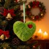 6pcs Colorful Fluffy Heart Christmas Balls Ornaments Handmade Bag Charms Green Furry Elf Balls Pendant with Red Hearts