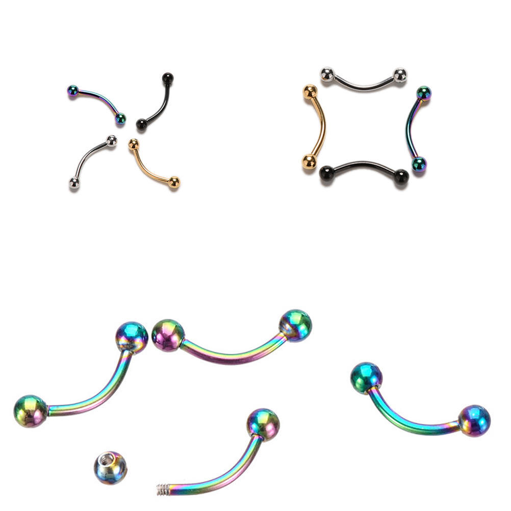 נירוסטה משקולת מעוקלת כדור טבעת גבה פירסינג בגבה תכשיטי גוף