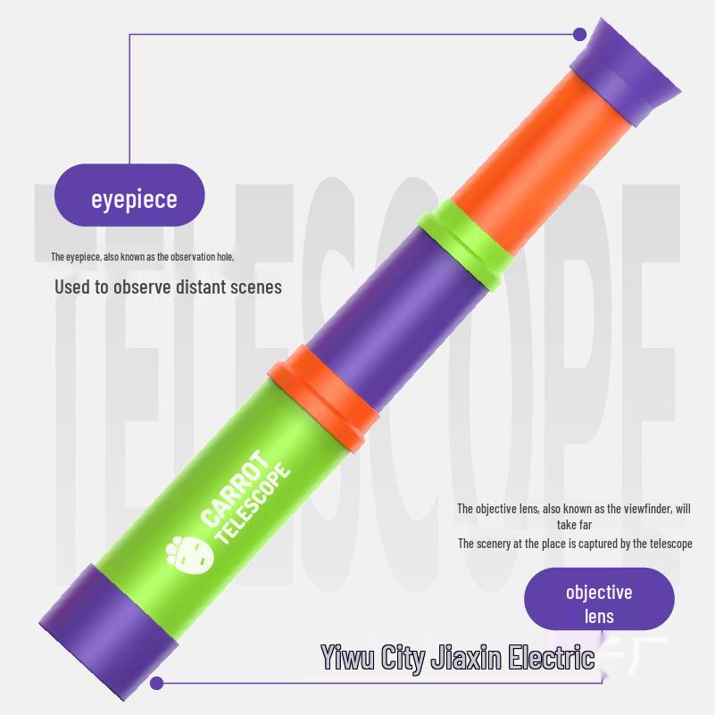 Radish Telescope for Kids - 8x Magnification, Retractable, HD, Educational Mini Toy for Boys.