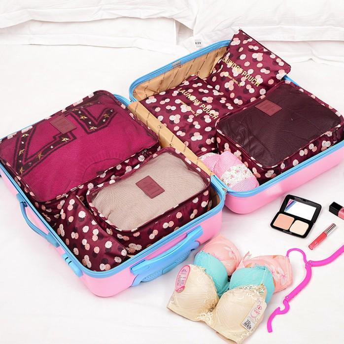 Korean Style 6-Piece Travel Organizer Set and Makeup Bag