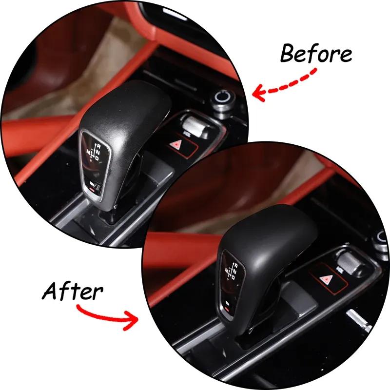 ABS Matt Balck/Carbon Fiber/Red Car Interior Gear Shift Gear Head Cover Trim For Porsche Cayenne 2018-2023 Auto Accessories