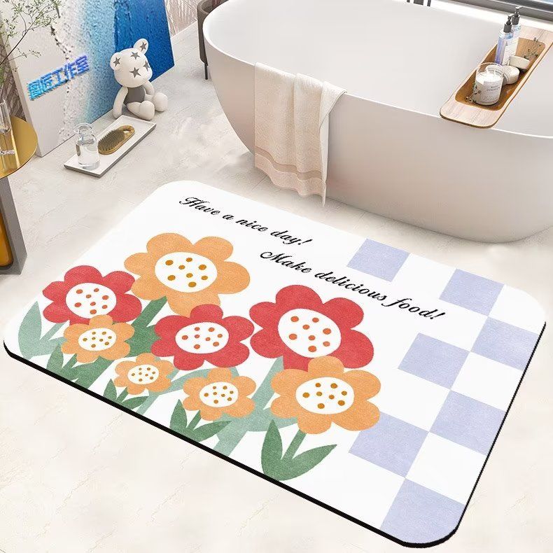 Diatom Mud Absorbent Soft Floor Mat for Bathroom and Household Use, Anti Slip Bathroom Door Mat Feet