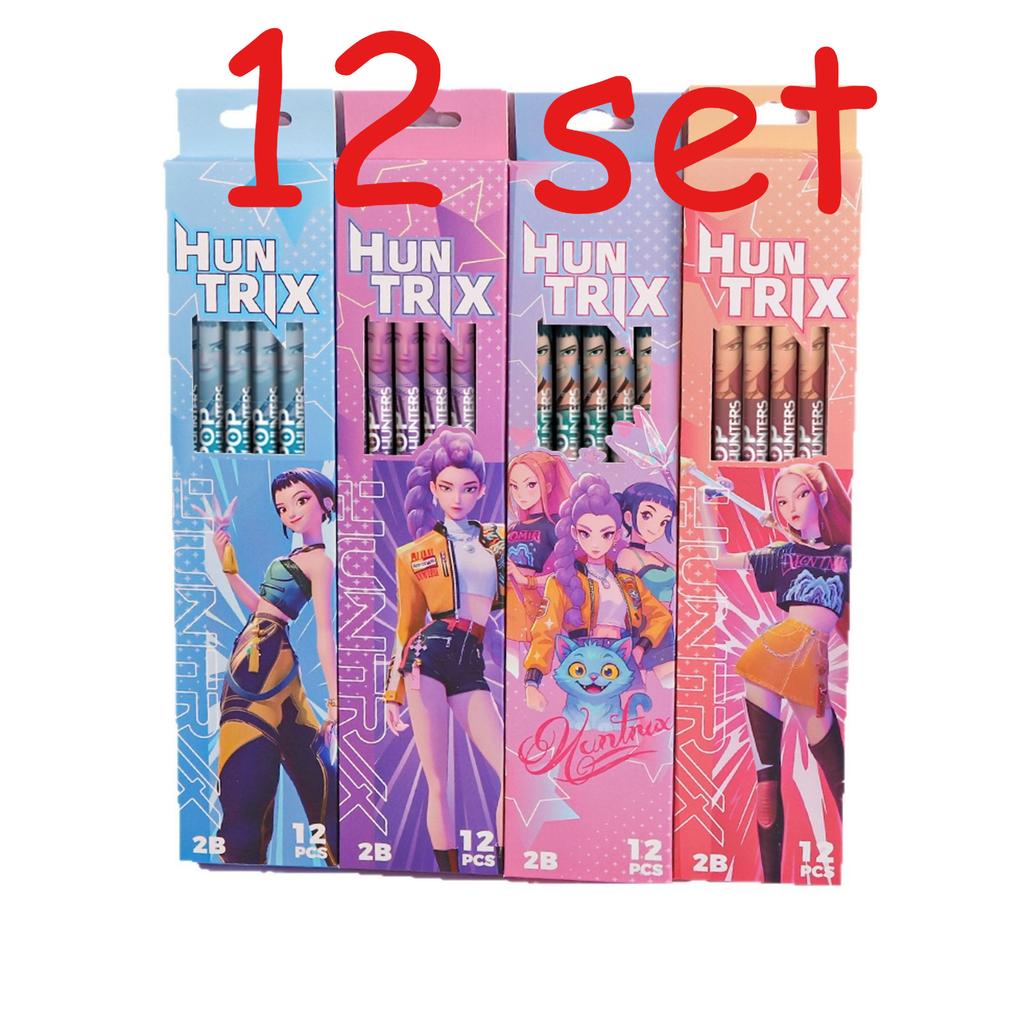 12 Pcs/Set K-POP Demon Hunters Movie Character Black Pencils, Peripheral Stationery Gift for Students & Children