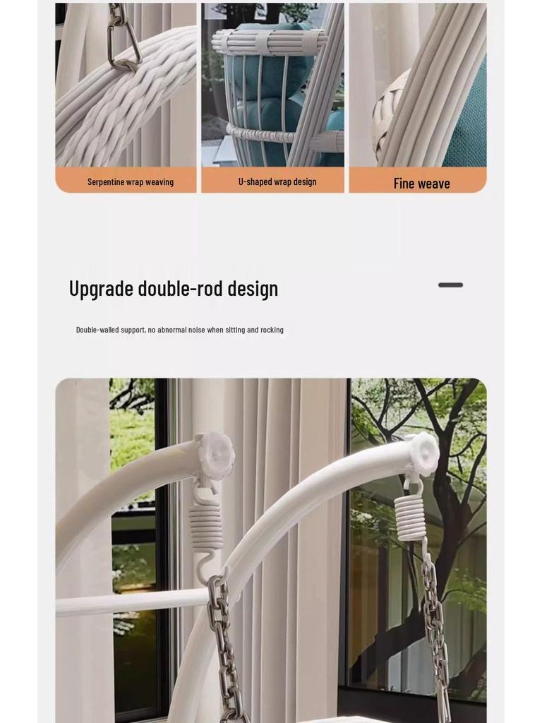 Indoor/Outdoor Rattan Hanging Basket Chair: Rocking Double Swing & Lazy Hammock