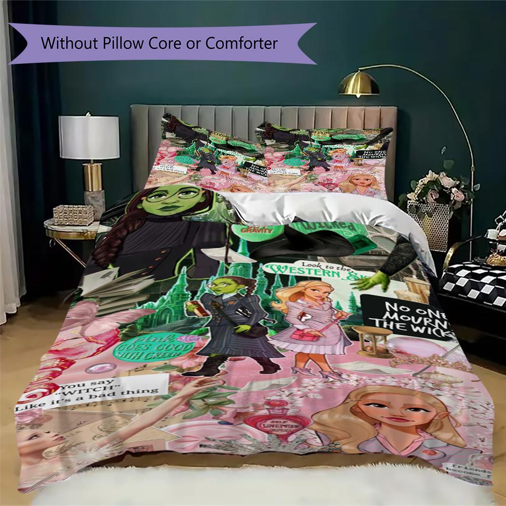 WICKED Pattern Bedding,Quilt Set Quilt Cover Pillowcase Home Birthday Gift(1 * Duvet Cover + 2 * Pillowcase, Without Core)_lx