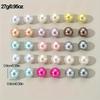 15 Pairs Elegant Colored Imitation Zircon Stud Earrings Korean Charm Ball Bead Earrings Women's High-end Banquet Zircon Gifts