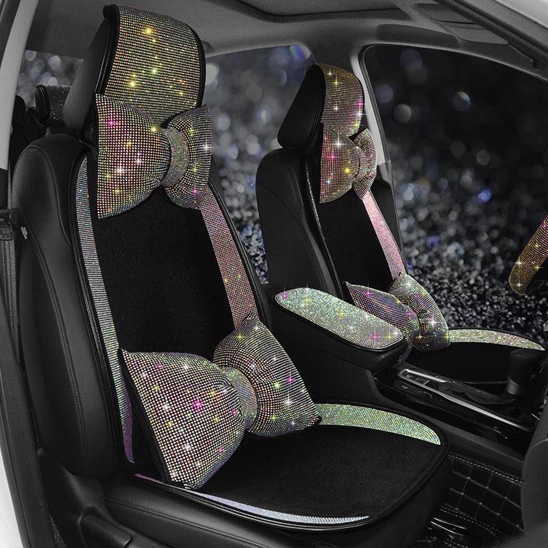 Set de perne auto pentru scaun auto Sparkling Diamond pentru femei - 4 anotimpuri, potrivire universală, design simplu, piesă individuală sau din trei piese