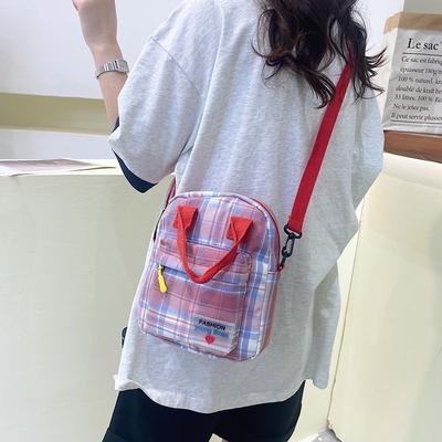 Sac Carré Petit pour Femme Style Rue Fried Nouveau Sac à Main Sac Bandoulière Croisé Plaid Littéraire Doux