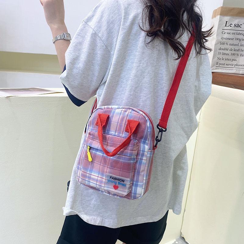 Fried Street Women's Bag Small Square Bag New Handbag Literary Plaid Sweet Shoulder Crossbody Bag