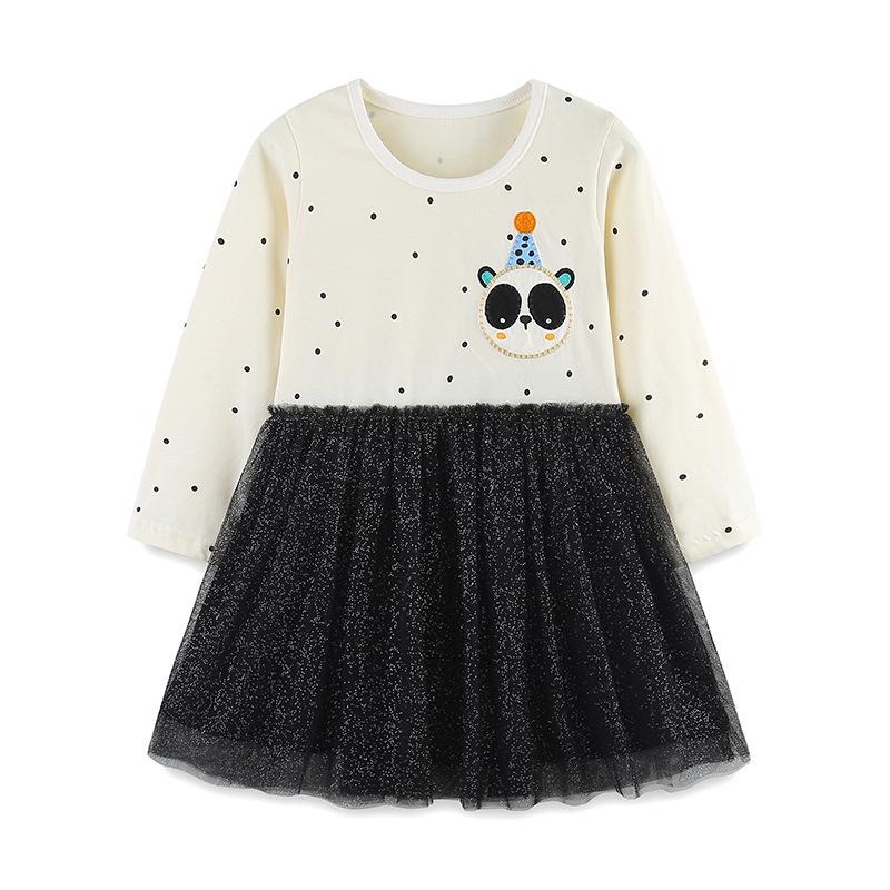 

AostaBetty Girls European & American Style Autumn Cotton Mesh Dress - Casual Round Neck 3Y (100 cm)