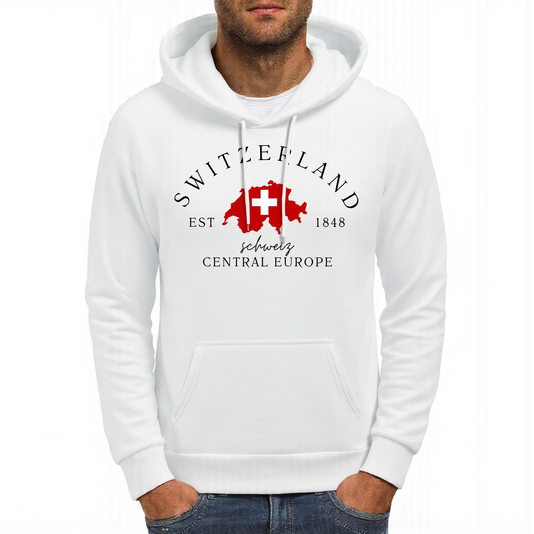 

Швейцария Центральная Европа Печать Толстовки Мужские Флис Харадзюку Худи Осень Многоцветный Мужской Пуловер Свободный Карман Одежда 3XL