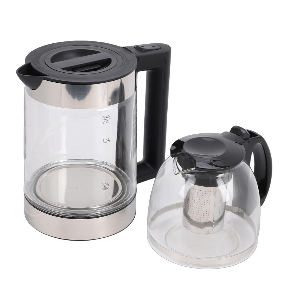 Electric Turkish Tea Maker 2000W Borosilicate Glass Tea Kettle Stainless Steel Infuser 2L Kettle 0.8L Teapot Capacity