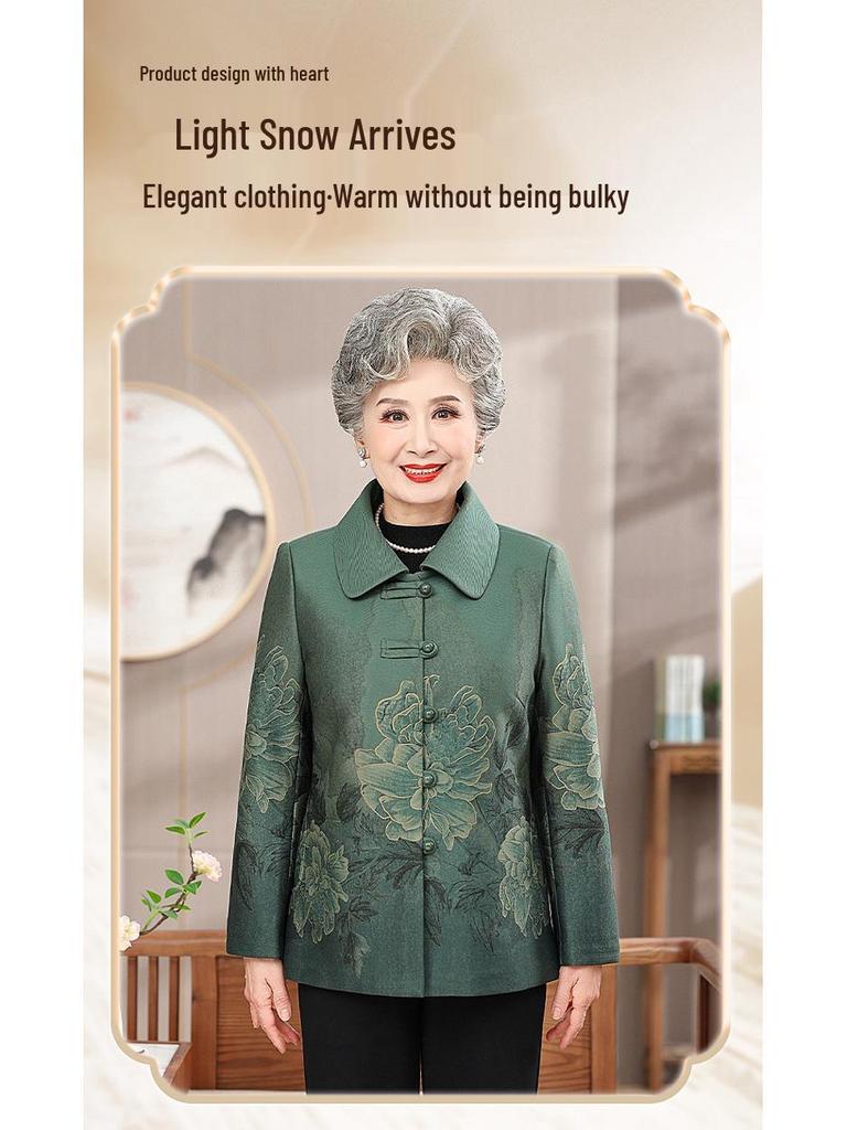 Spring & Autumn Floral Coat for Middle-Aged & Elderly Women