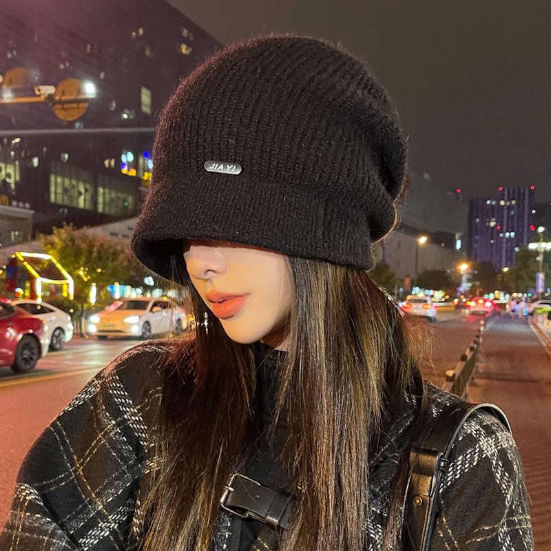 

Новая шапка из кроличьего меха для женщин, осенне-зимняя мода, высококачественная вязаная шапка, зимняя теплая шерстяная шапка с ушками One Size (Elastic)