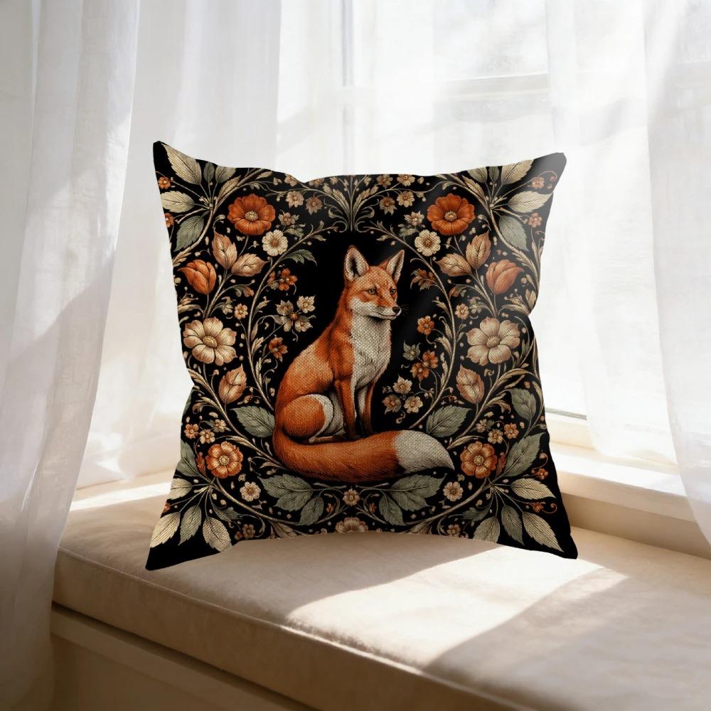 Aesthetic Fox Illustration Pillowcase D Flat Printed Peach Skin Decorative Cushion Cover Sofa Bedroom Home Decor Pillow Case
