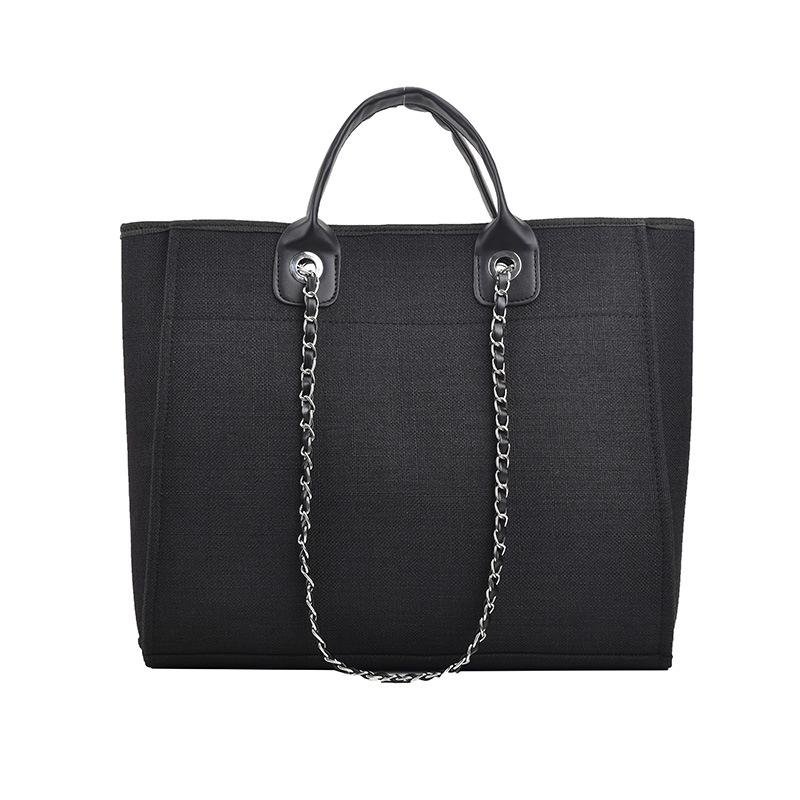 Women's Bag New Fashionable Texture Shoulder Handbag Large Capacity Canvas Chain Tote Bag Tide