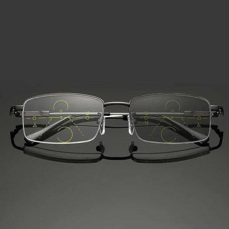 Men Business Photochromic Multifocal Reading Glasses Fashion Color Changing Eyewear 0 to 4 0 Diopter Options