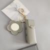 Portable Lipstick Bag Packet PU Leather Backpack Hangings New Flower Mirror Keychain  Keyring Gift