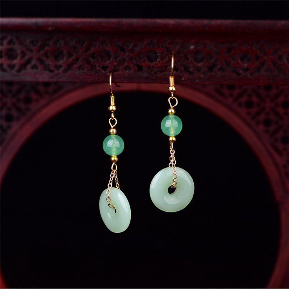 Jewelry Long Dangle Earrings Dangle Earrings Female Earrings Green  Chinese Style Ear Drop