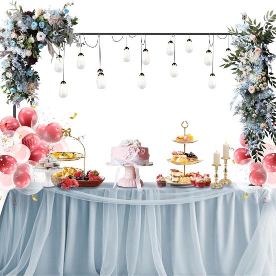 Metal Table Arch Hanging Rod Stand 16"-48'' Tall 31"-98" Length Adjustable Arch Brackets Heavy Duty Decoration Holder for Balloons Ribbons Photos