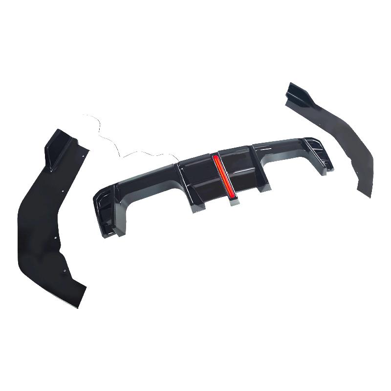 High Quality ABS 3Pcs Car Rear Bumper Diffuser Lip Protector Guard With LED Light Gloss Black For BMW G80 M3 2026 2026 2026 2026