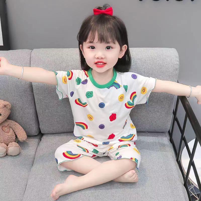 Kids Ice Silk Summer Pajama Set Comfortable and Cool