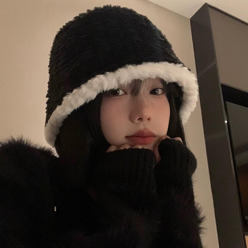 

JYL TS DIY Plush Beanie Unisex Autumn Winter Oversized Warm Knit Hat Faux Fur 1222Mao12846 яркий розовый