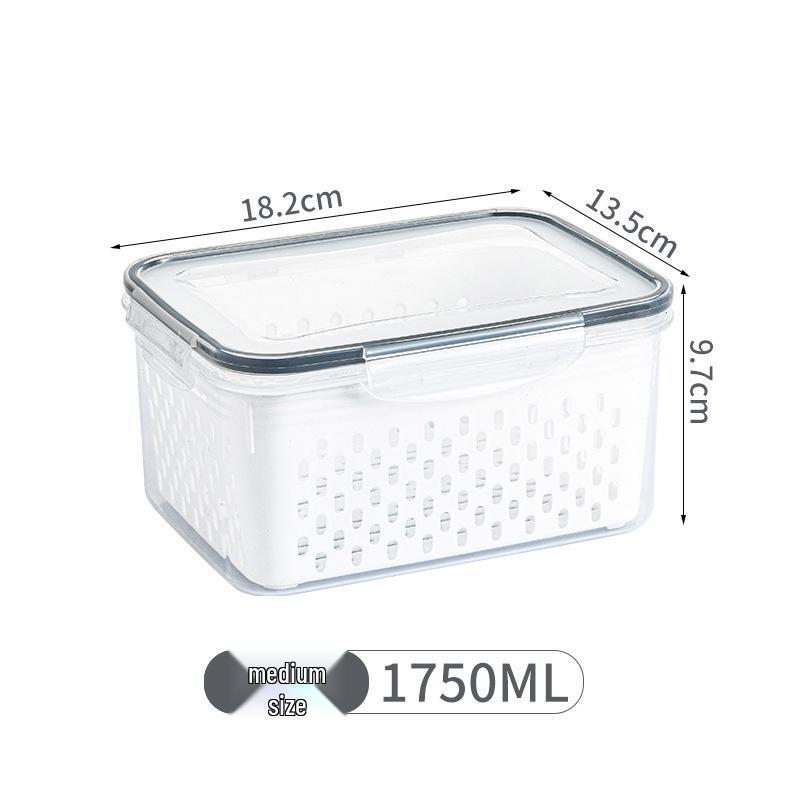 Plastic Kitchen Storage Set: Fruit & Veggie Draining Boxes with Lids for Fridge & Freezer