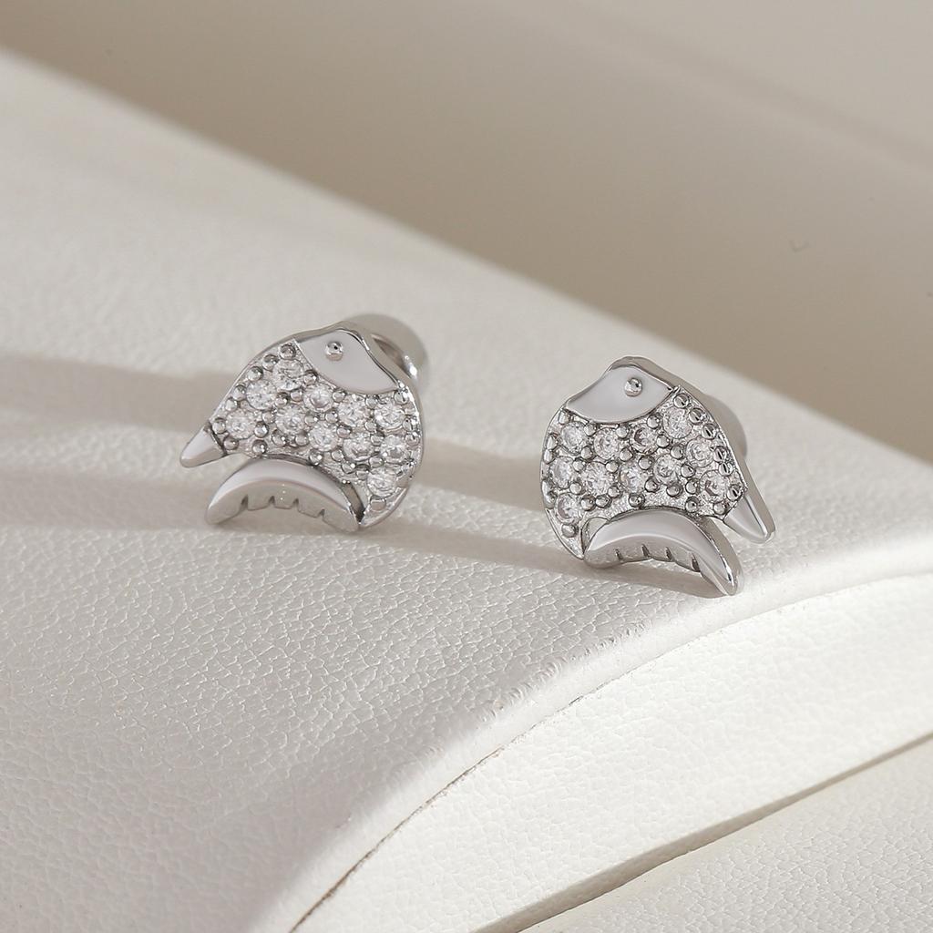 Embedded Zircon Double-layered Shell Stud Earrings - Luxurious and Exquisite Ear Accessories for Women