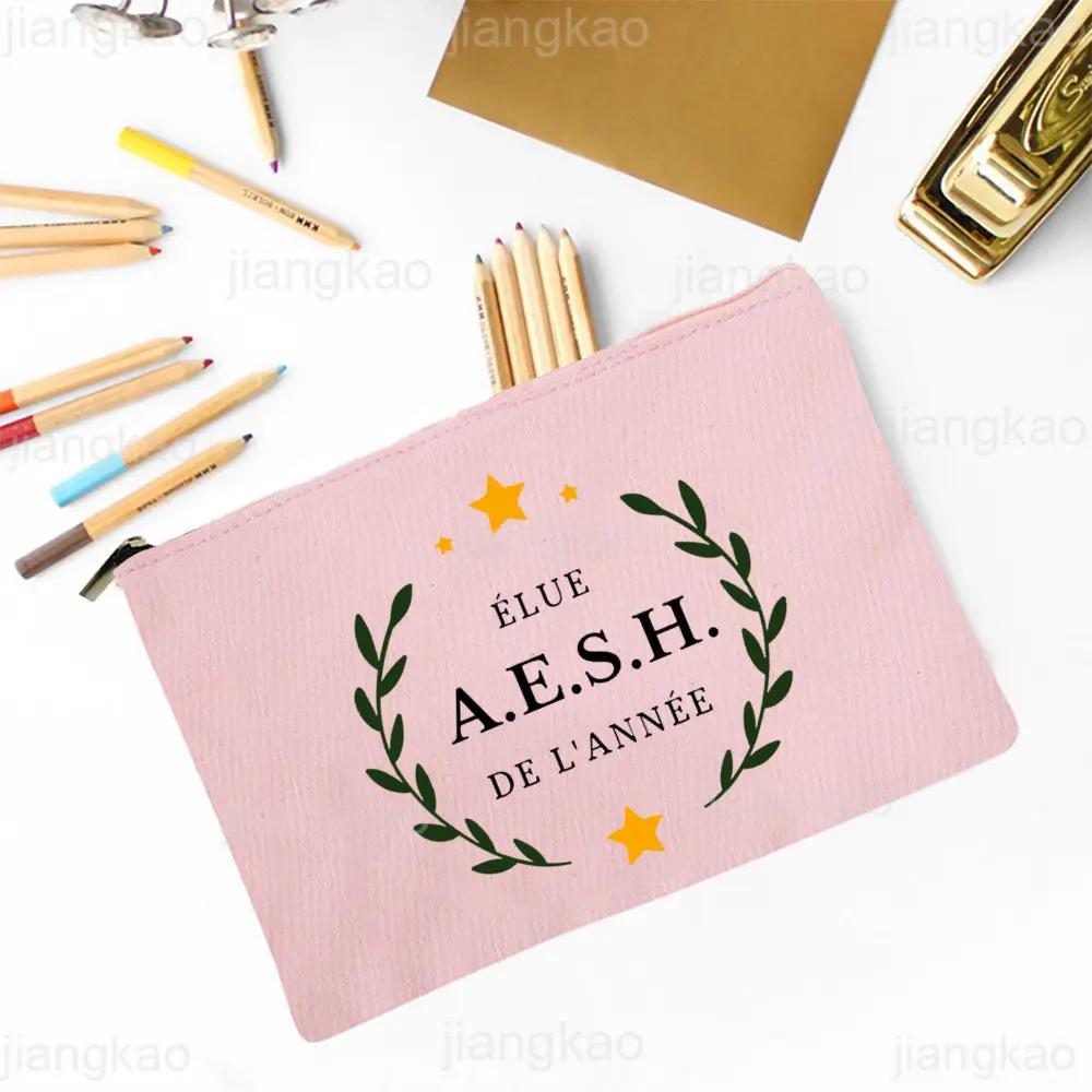 

Merci AESH Printed Makeup Bag Travel Toiletry Organizer Female Neceser Cosmetic Pouch School Pencil Bags Best Gifts for AESH