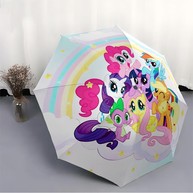 Ombrello Pieghevole Automatico My Little Pony, Apertura/Chiusura Automatica, Ombrello da Viaggio Resistente Antivento per Avventure all'Aperto a0826070