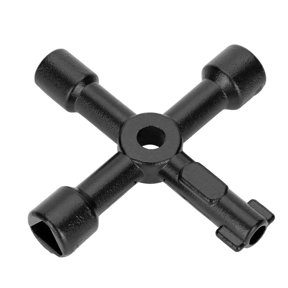 4 in 1 Multifunction Electrician Plumber Cross Switch Wrench Tool Universal Square Triangle Key for Gas Train Bleed Radiator