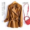 Spring Autumn Women's Strap PU Leather Jacket Fashion Slim Suit Collar Coat Lady Big fur collar Thick Jackets